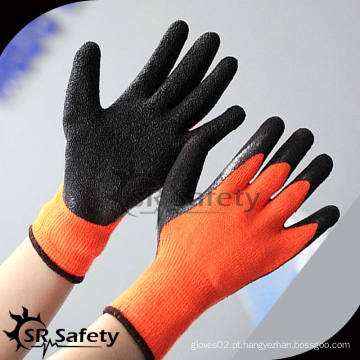 SRSAFETY 7G Orange Terry luva de algodão de malha luva de inverno revestida de látex